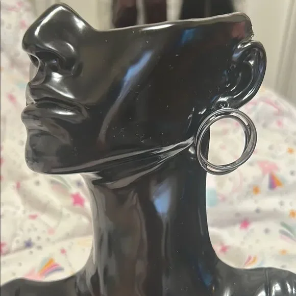 Paparazzi Black Hoop Earrings - Picture 9 of 14